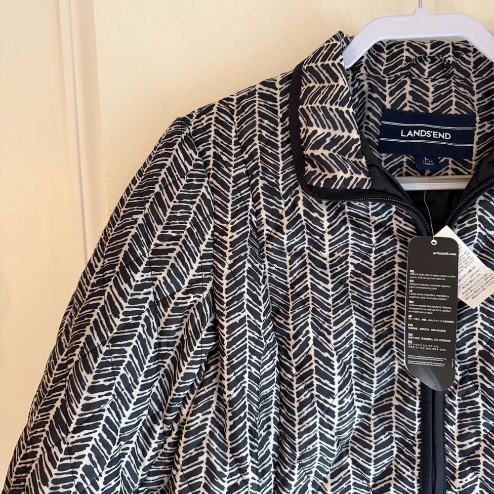 Lands' End Black and White Patterned Jacket - Picture 2 of 10